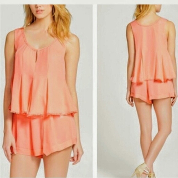 REBECCA MINKOFF ROMPER GENE SILK PLAY SUIT ROMPER PINK SIZE S - Picture 2 of 7